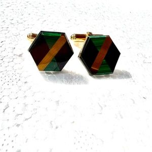 Beautiful Black, Green & Gold Paul Fredrick Cufflinks